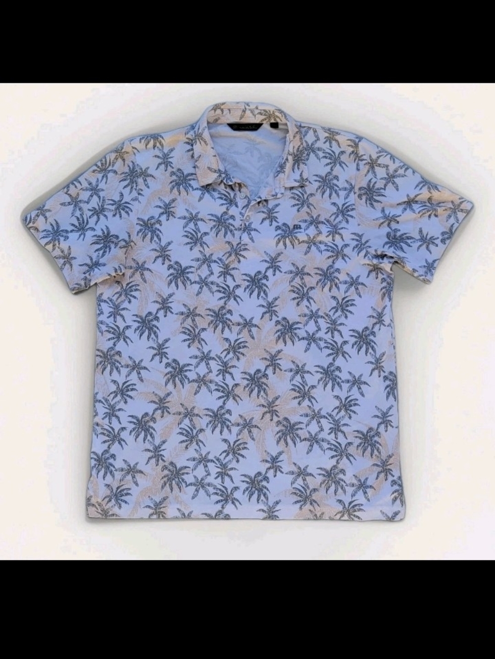 Travis Mathew Featherweight Palms Piqué Polo Size XL White with Palm Trees